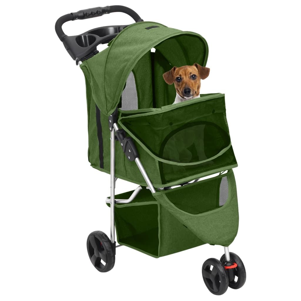 Passeggino per Cani Pieghevole Verde 80x46x98cm Tessuto Oxford vidaXL