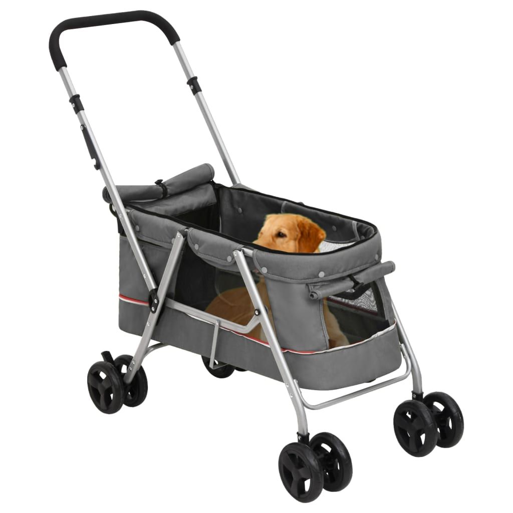 Passeggino Cani Pieghevole Grigio 100x49x96cm Tessuto di Lino vidaXL