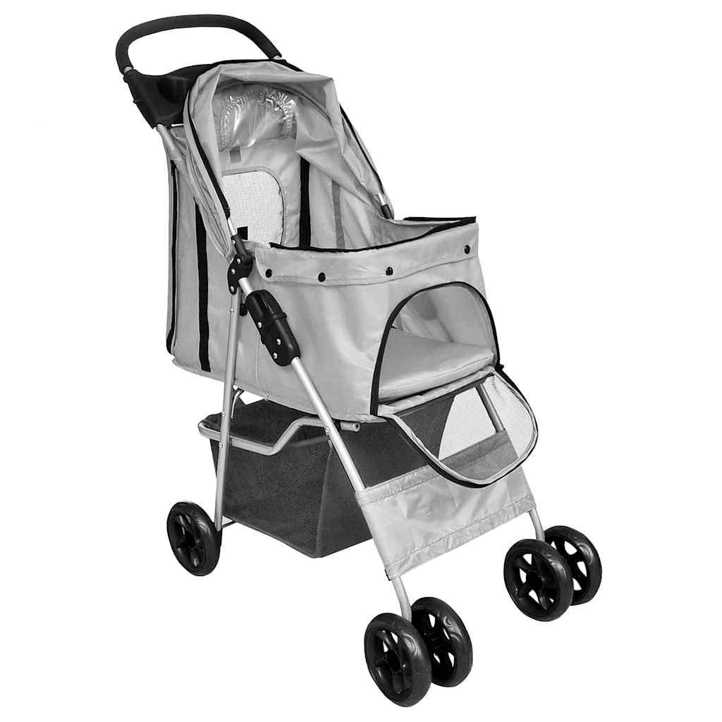 Passeggino per Cani/Gatti Pieghevole Grigio vidaXL
