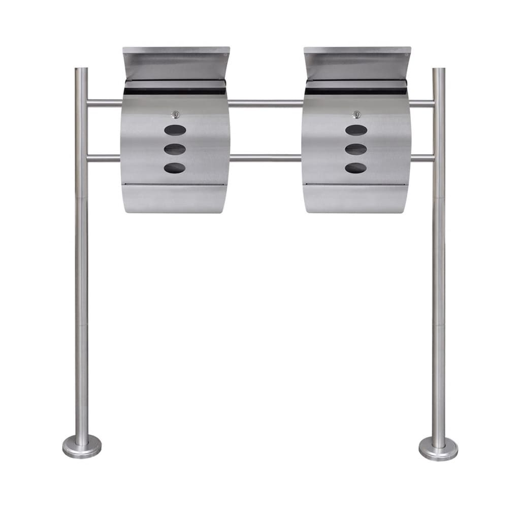 Casetta della Posta Doppia con Supporto in Acciaio Inox vidaXL