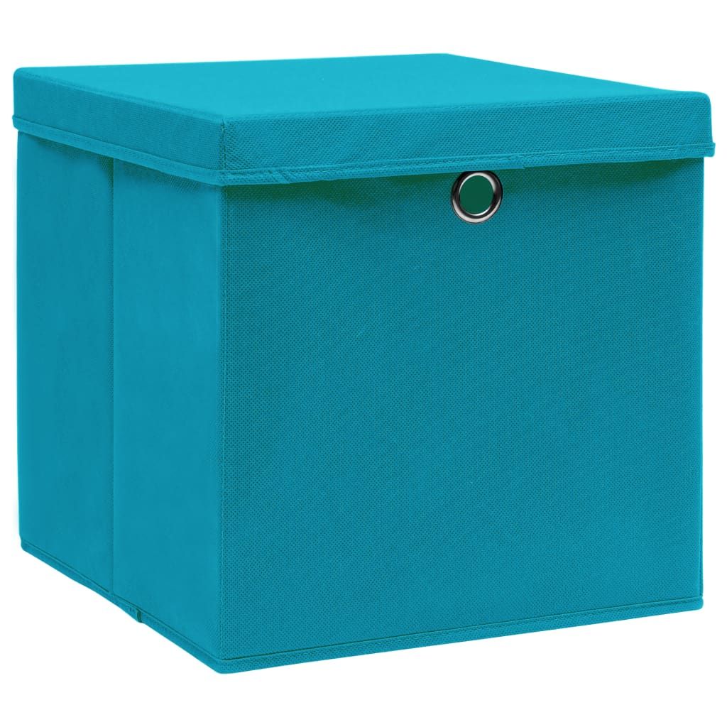 Scatole con Coperchi 10pz Azzurre 32x32x32 cm Tessuto vidaXL