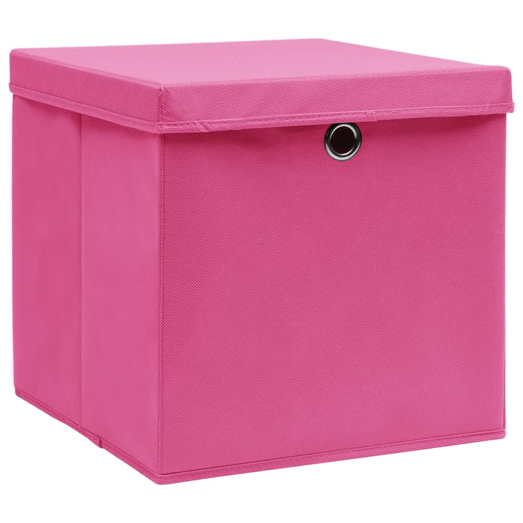 Scatole Portaoggetti con Coperchi 4pz Rosa 32x32x32 cm Tessuto vidaXL