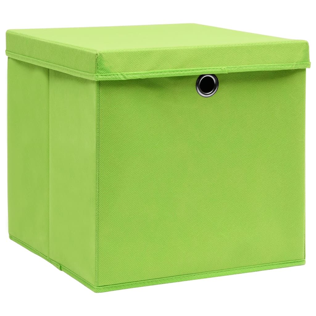 Scatole Portaoggetti con Coperchi 4pz Verdi 32x32x32 cm Tessuto vidaXL