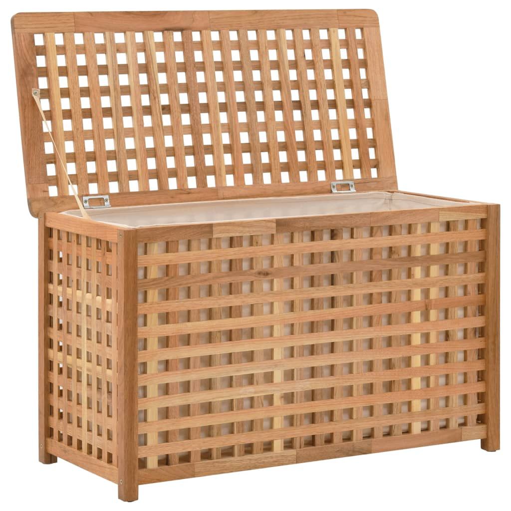 Cesto per Biancheria 77,5x37,5x46,5 cm in Legno Massello di Noce vidaXL