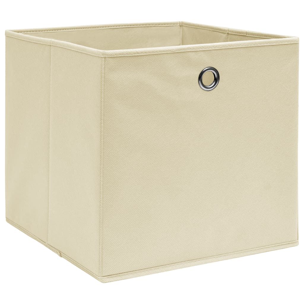 Scatole Portaoggetti con Coperchi 4pz Crema 32x32x32 cm Tessuto vidaXL