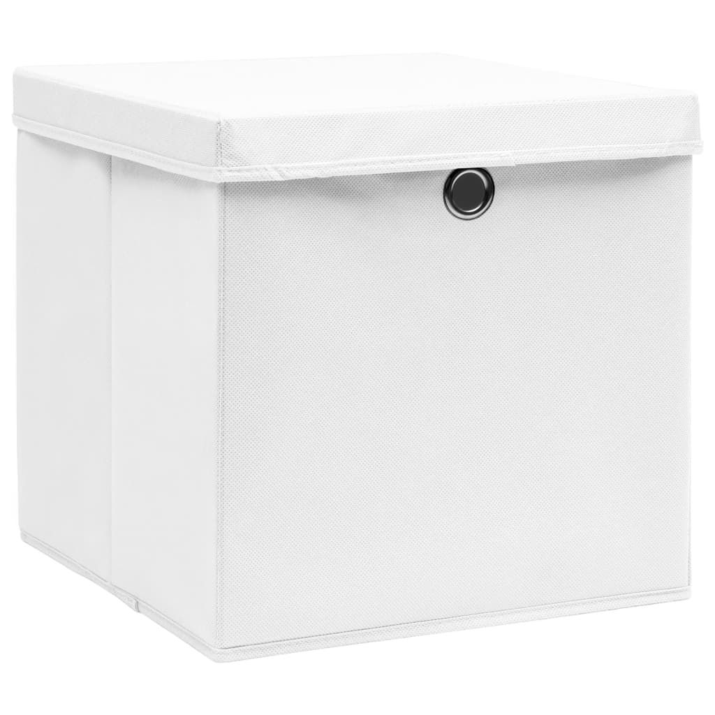 Scatole con Coperchi 10pz Bianche 32x32x32 cm Tessuto vidaXL