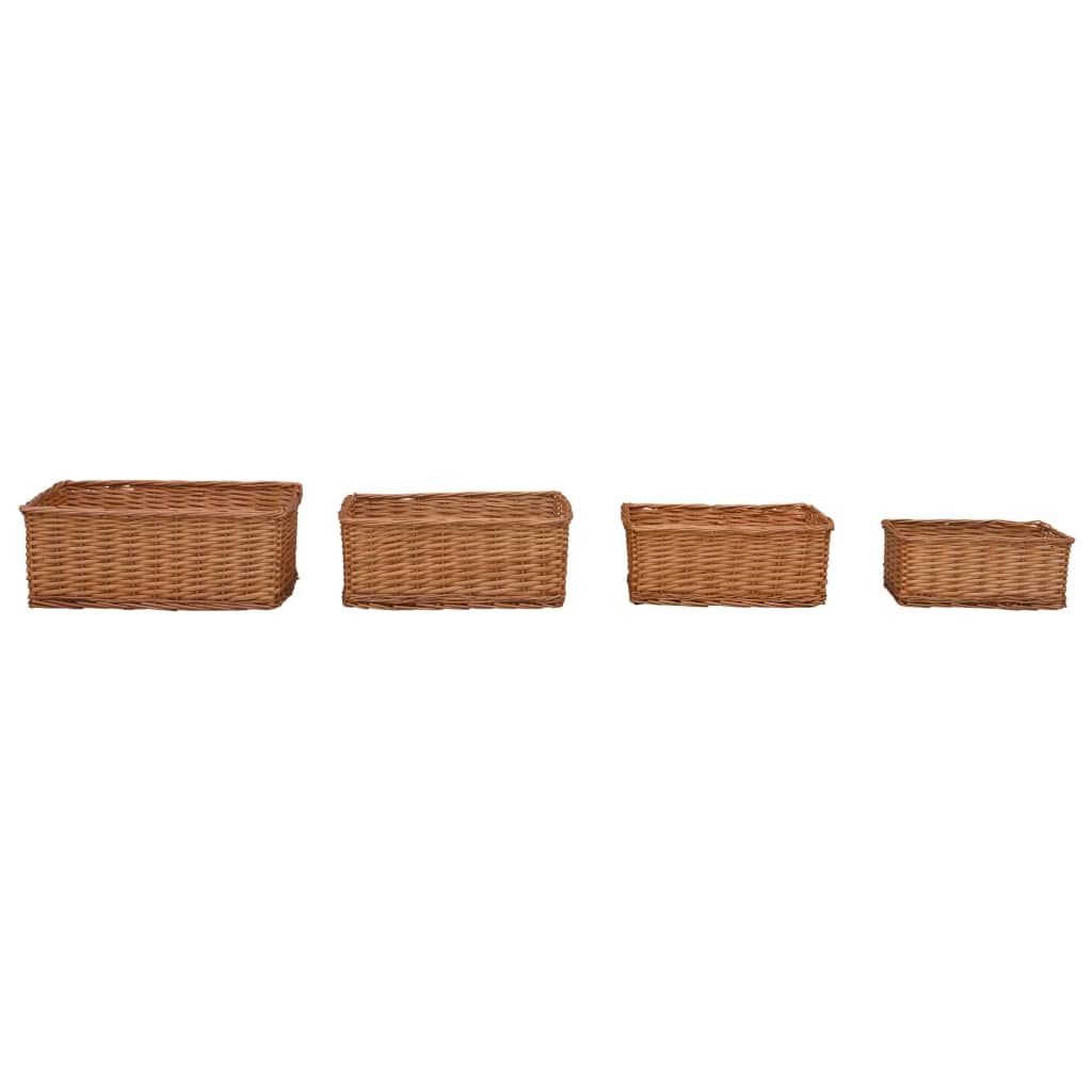 Set Cestini Impilabili 4 pz Marroni in Salice vidaXL