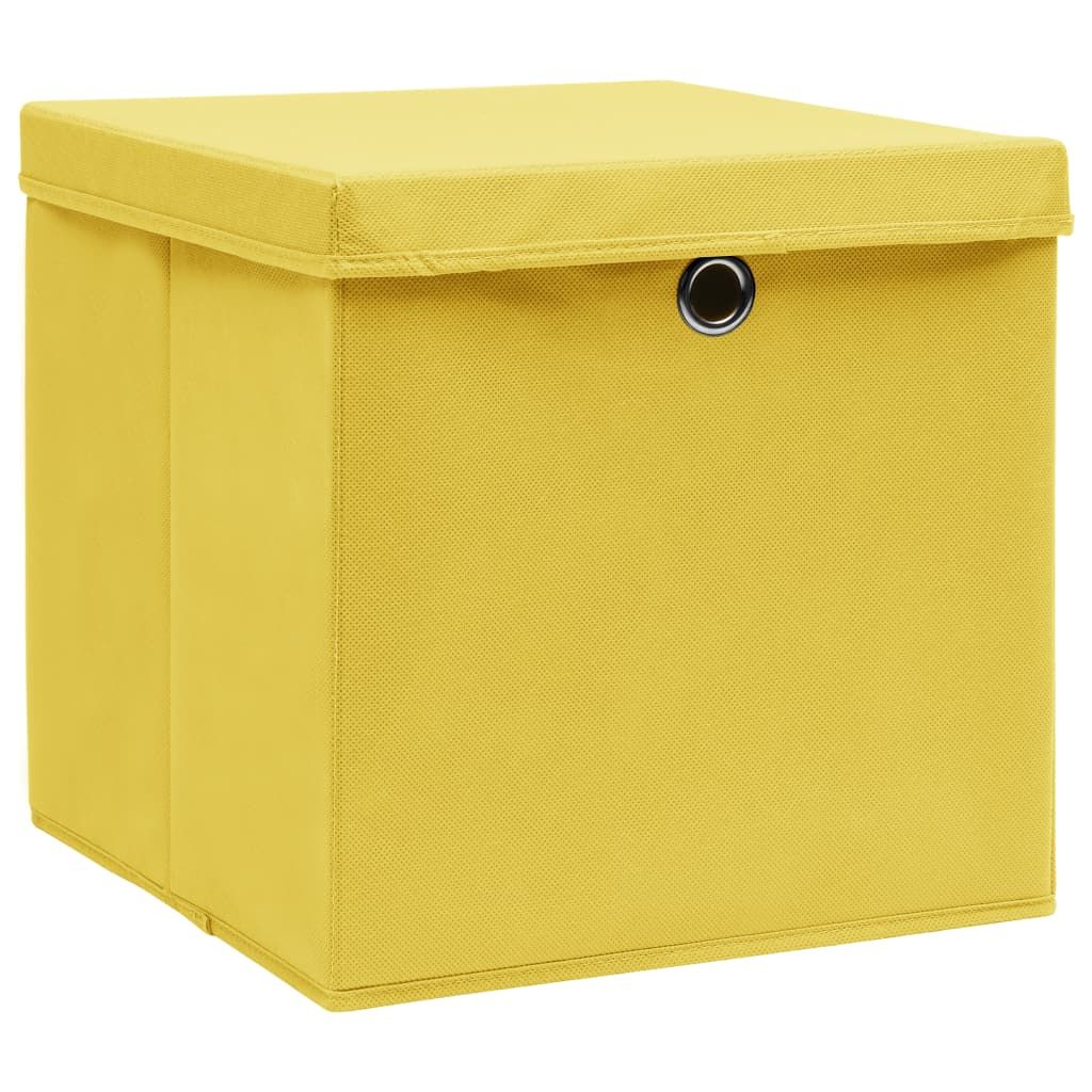 Scatole con Coperchi 10pz Gialle 32x32x32 cm Tessuto vidaXL