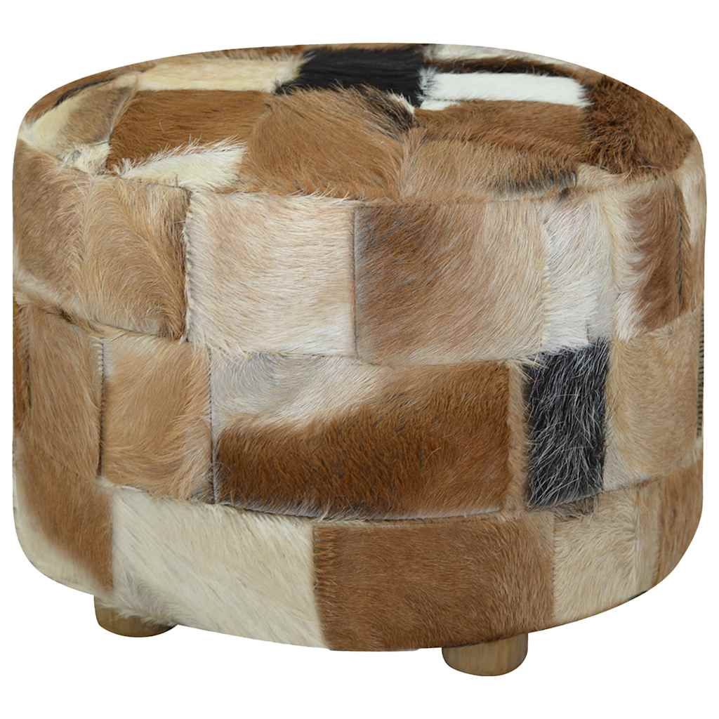Pouf Rotondo in Pelle di Capra 50x50x45 cm vidaXL