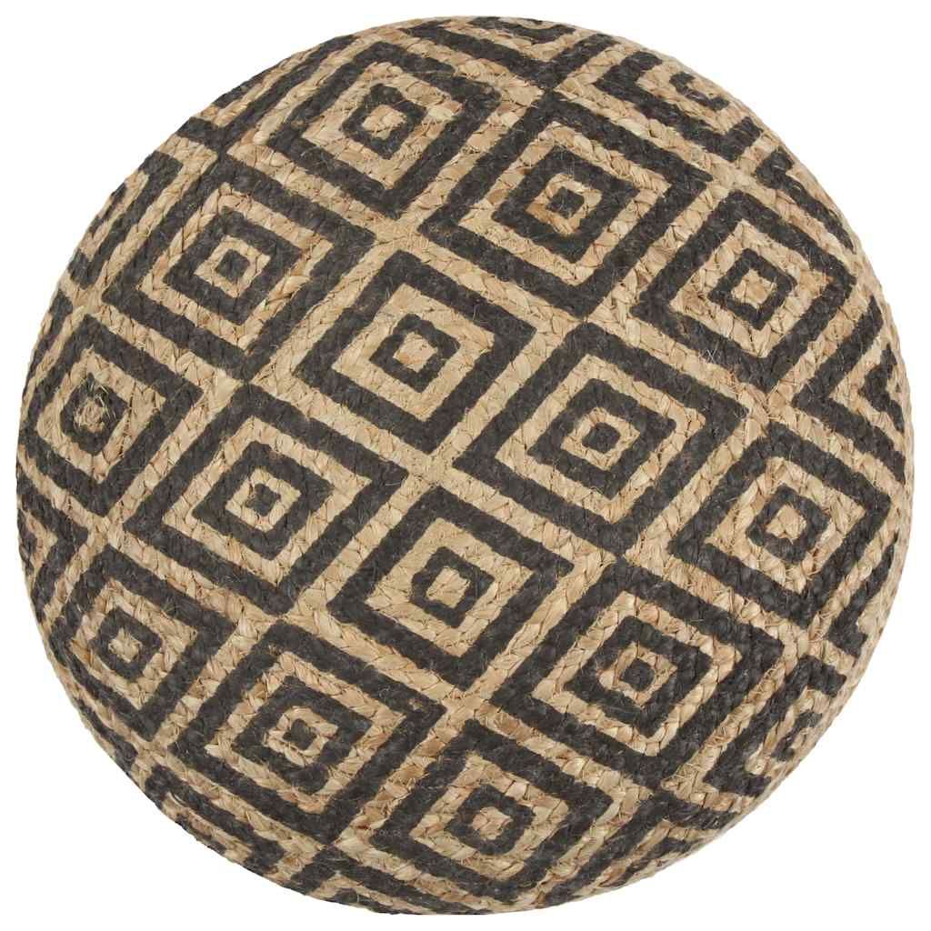 Pouf Lavorato a Mano Nero 45x30 cm in Juta vidaXL
