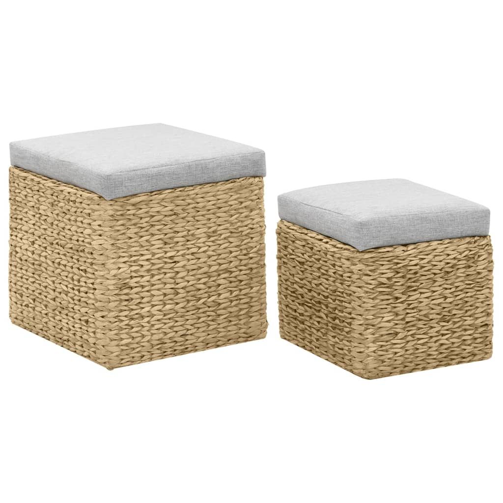 Set Pouf 2 pz in Giunco Grigio vidaXL