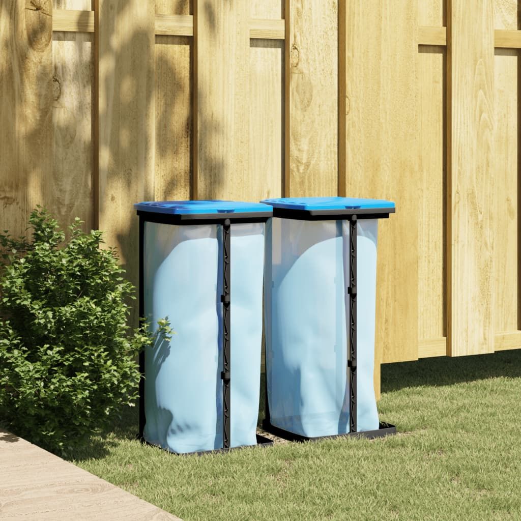 Porta Sacchi Spazzatura 2 pz Nero e Blu 60 L in PP vidaXL