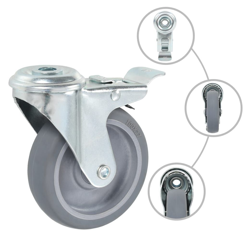 Ruote Girevoli con Foro per Bulloni 4 pz 100 mm vidaXL