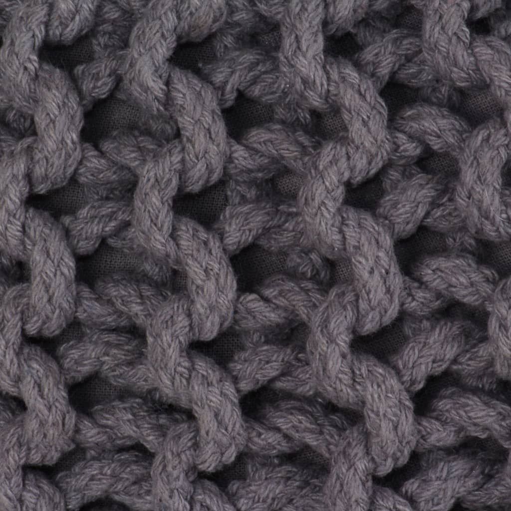 Pouf Lavorato a Maglia in Cotone 50x35 cm Grigio vidaXL