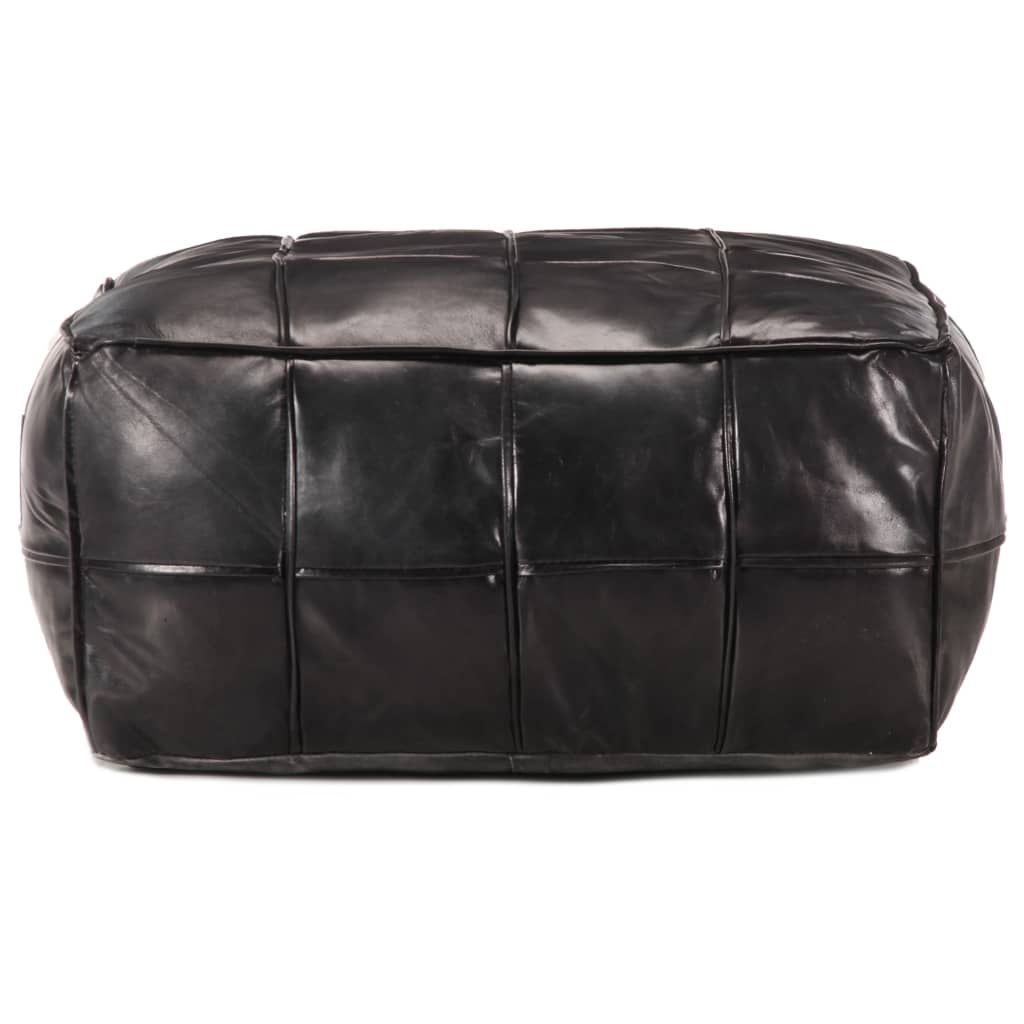 Pouf Nero 60x60x30 cm in Vera Pelle di Capra vidaXL