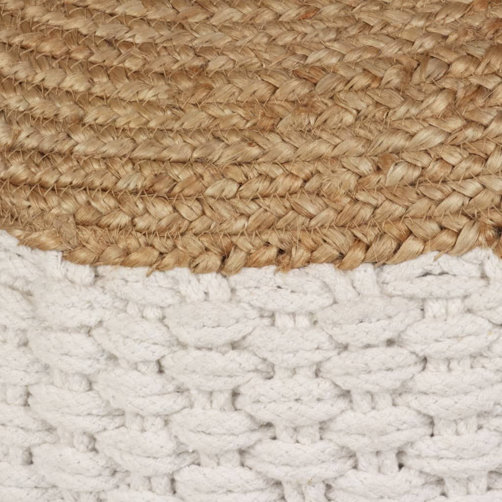 Pouf in Tessuto/Fatto a Maglia in Juta e Cotone 50x35 cm Bianco vidaXL
