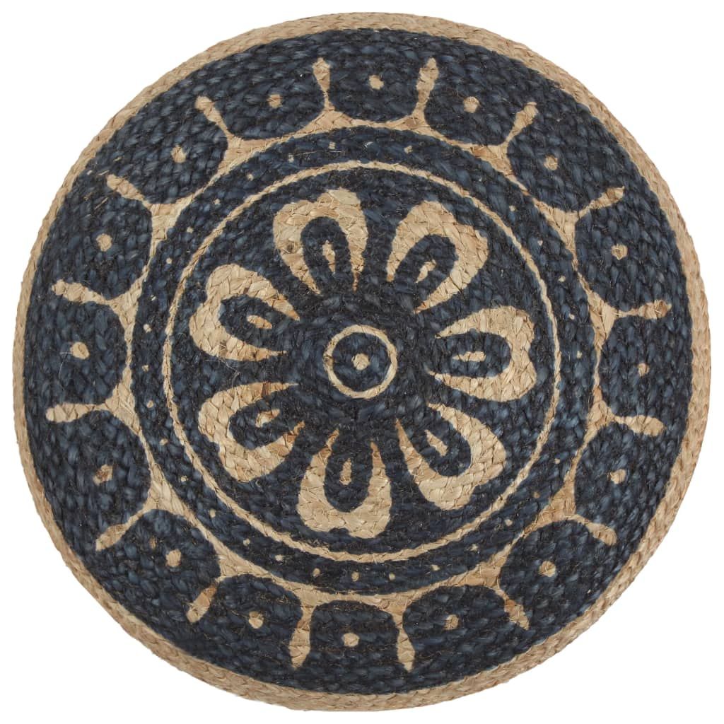 Pouf Lavorato a Mano Blu 45x30 cm in Juta vidaXL