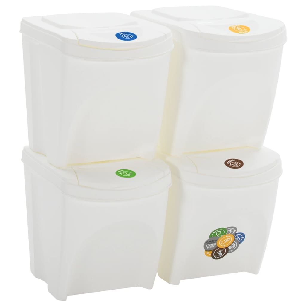 Contenitori Impilabili Rifiuti 4 pz Bianco 100 L Polipropilene vidaXL