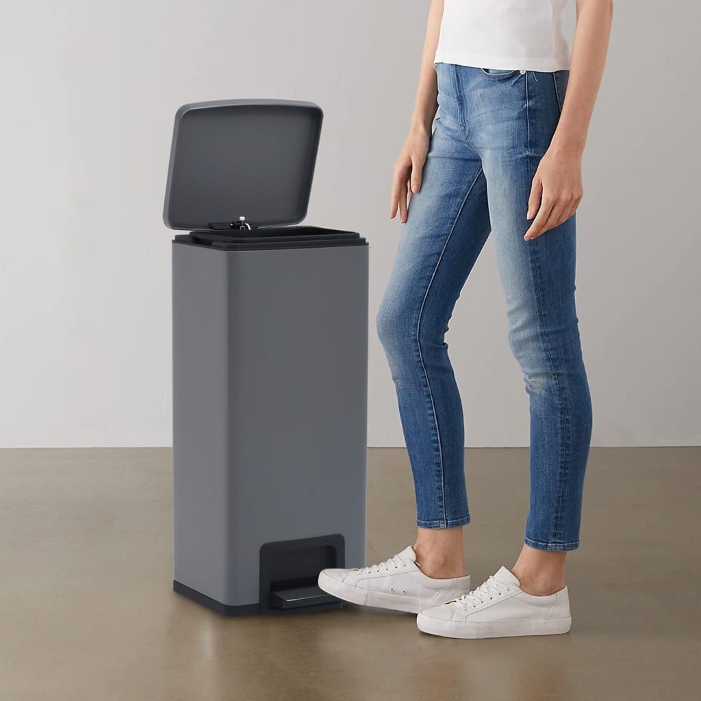 Pattumiera a Pedale Anti-Impronte 30 L Grigia in Acciaio Inox vidaXL