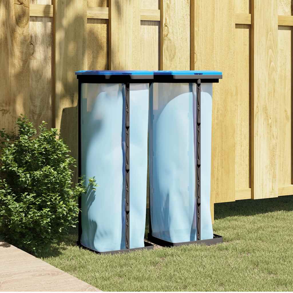 Porta Sacchi Spazzatura 2 pz Nero e Blu 120 L in PP vidaXL