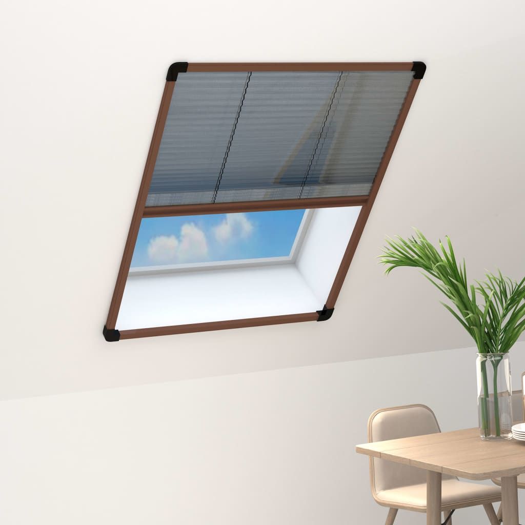 Zanzariera Plissettata Finestre in Alluminio Marrone 80x120 cm vidaXL