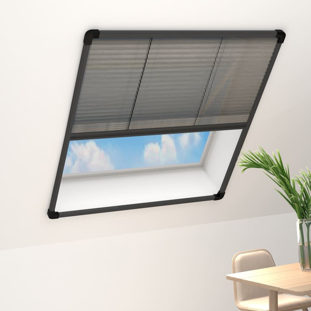 Zanzariera Plissettata Finestre Alluminio Antracite 120x120 cm vidaXL