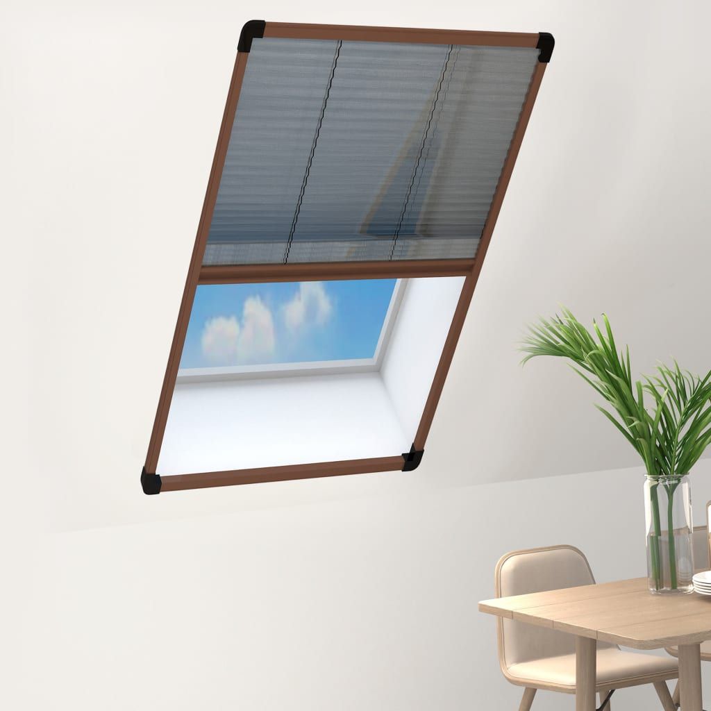 Zanzariera Plissettata Finestre in Alluminio Marrone 80x160 cm vidaXL