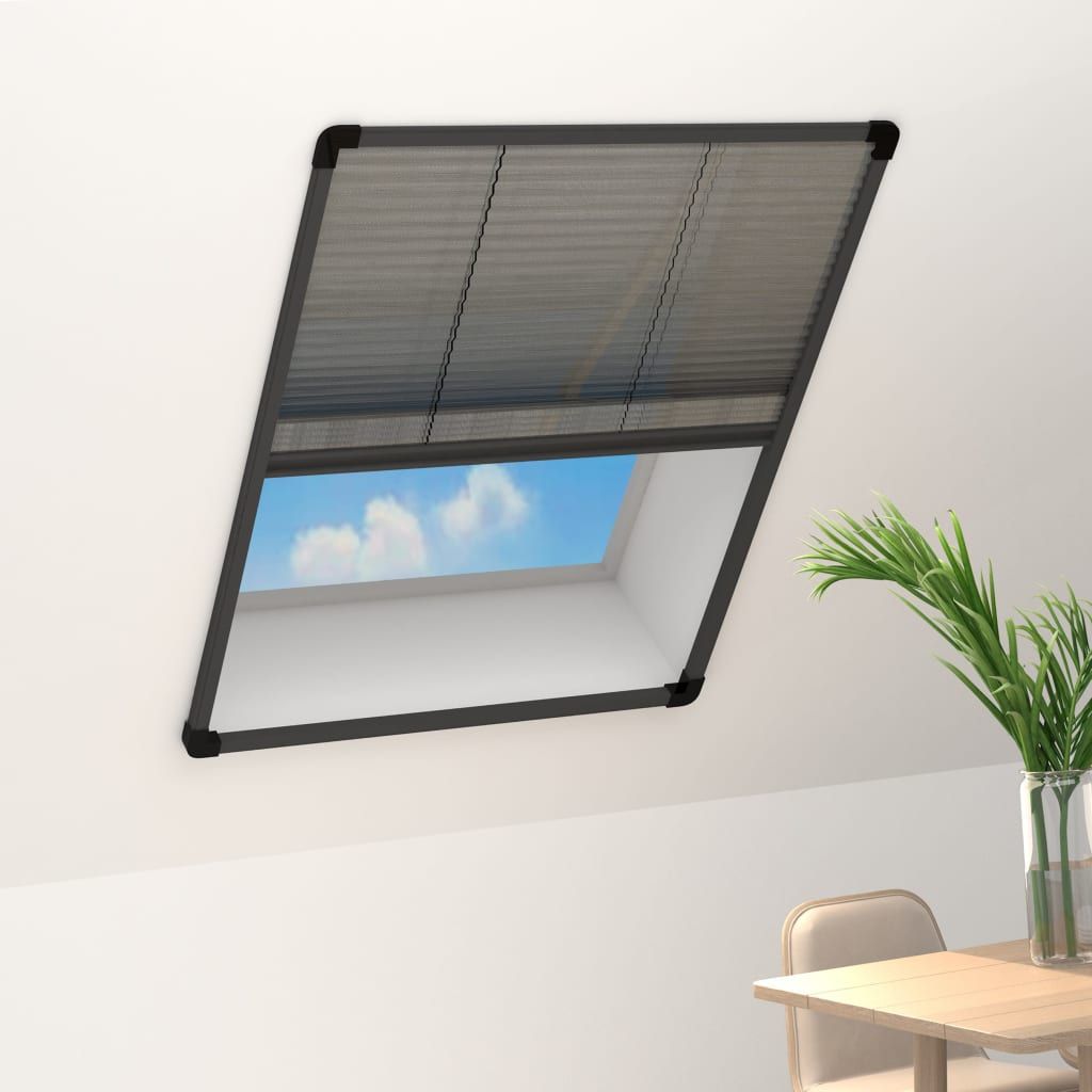 Zanzariera Plissettata Finestre in Alluminio Antracite 80x100cm vidaXL