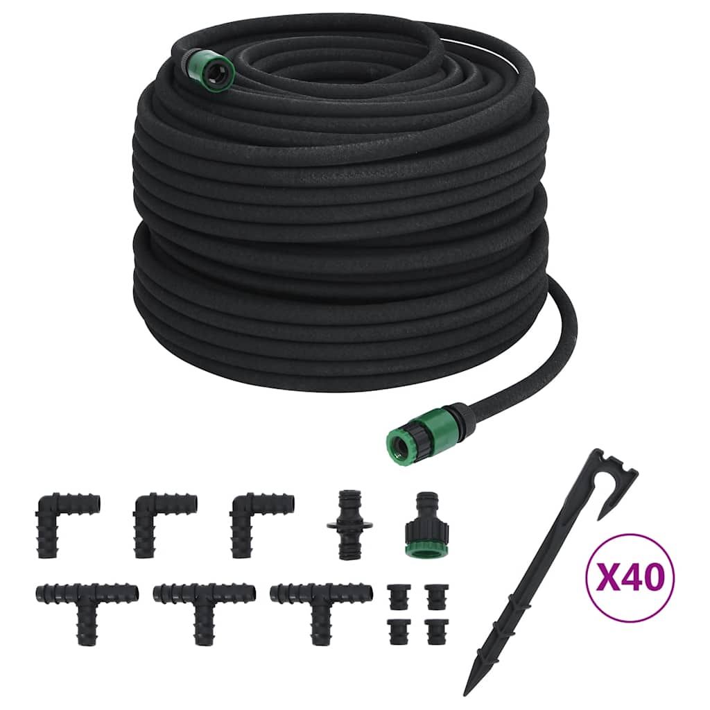 Tubo di Irrigazione da Giardino Nero 0,6" 100 m in Gomma vidaXL