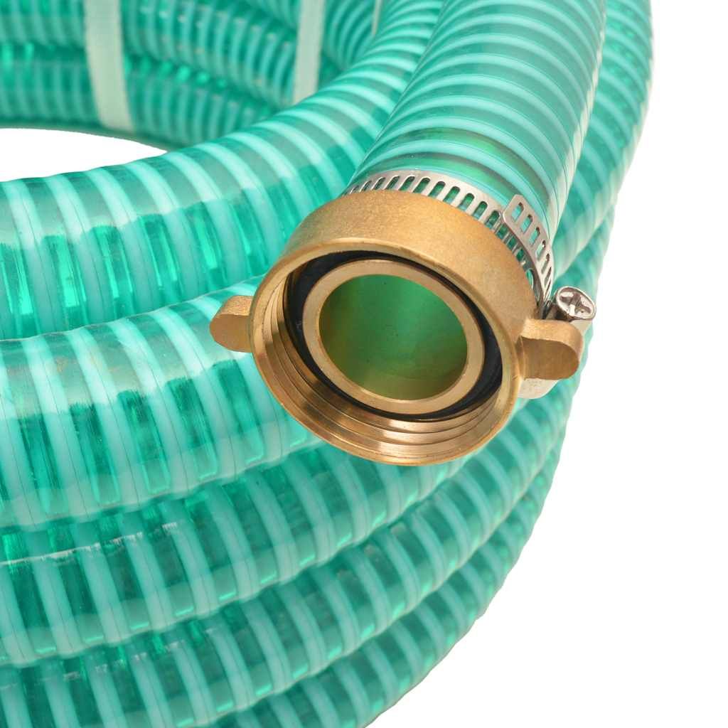 Tubo di Aspirazione con Connettori in Ottone 15 m 25 mm Verde vidaXL