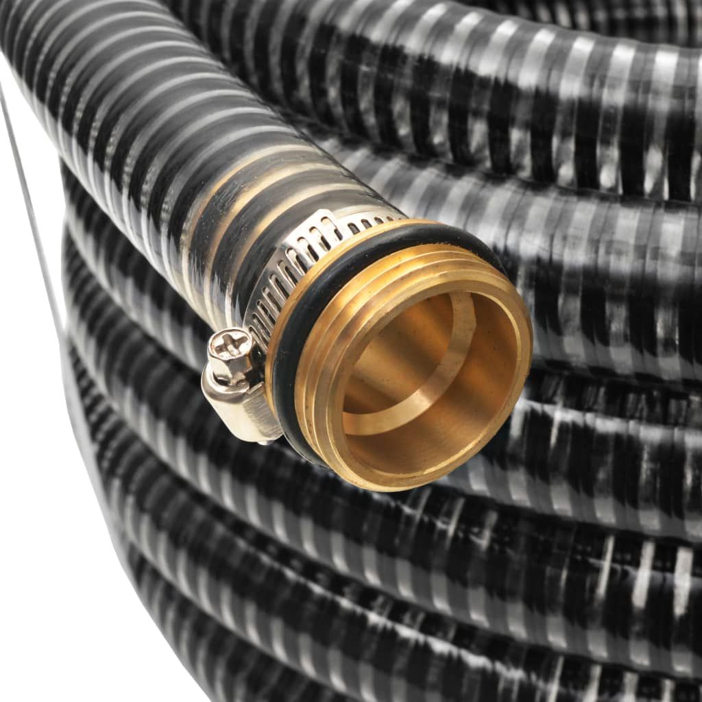 Tubo di Aspirazione con Connettori in Ottone 15 m 25 mm Nero vidaXL