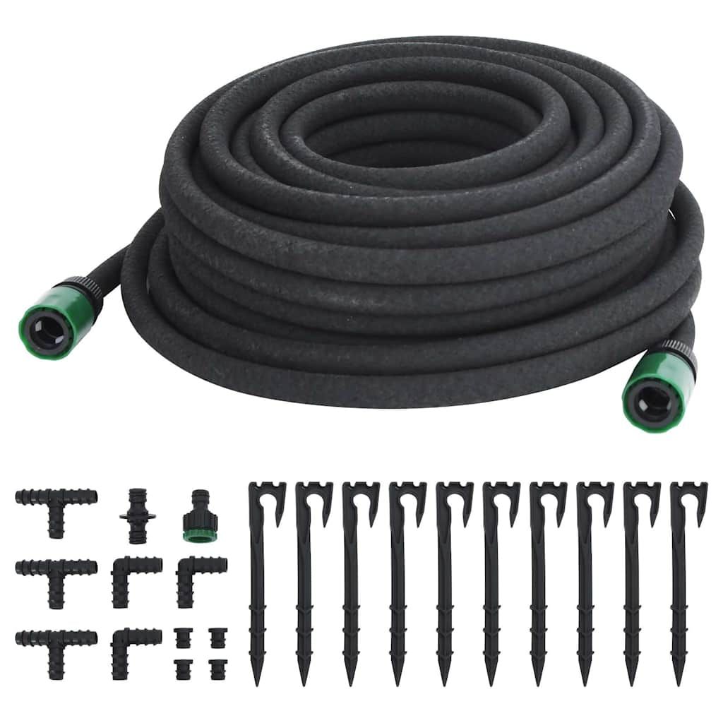 Tubo di Irrigazione da Giardino Nero 0,6" 25 m in Gomma vidaXL