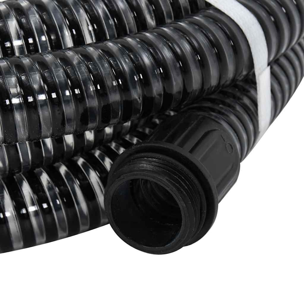 Tubo di Aspirazione con Raccordi in Ottone Nero 1,1" 7 m PVC vidaXL