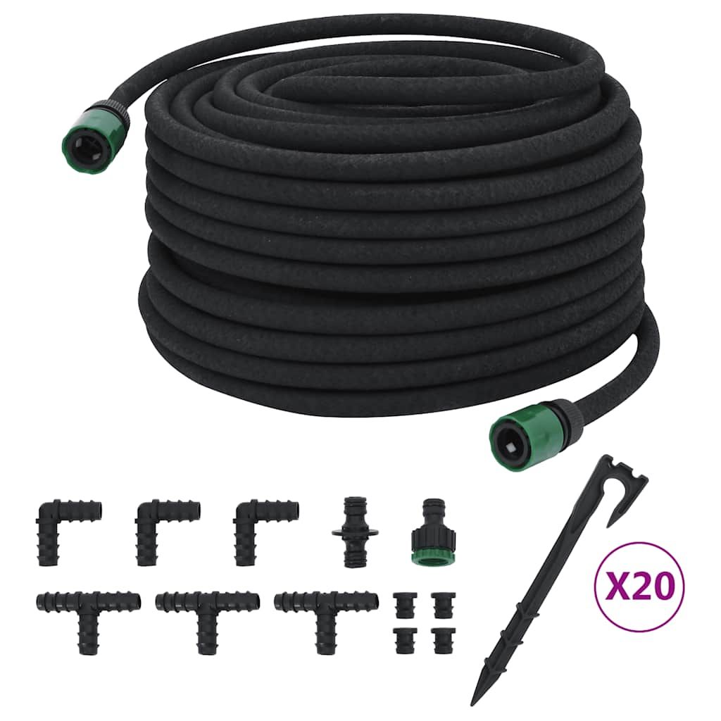 Tubo di Irrigazione da Giardino Nero 0,6" 50 m in Gomma vidaXL
