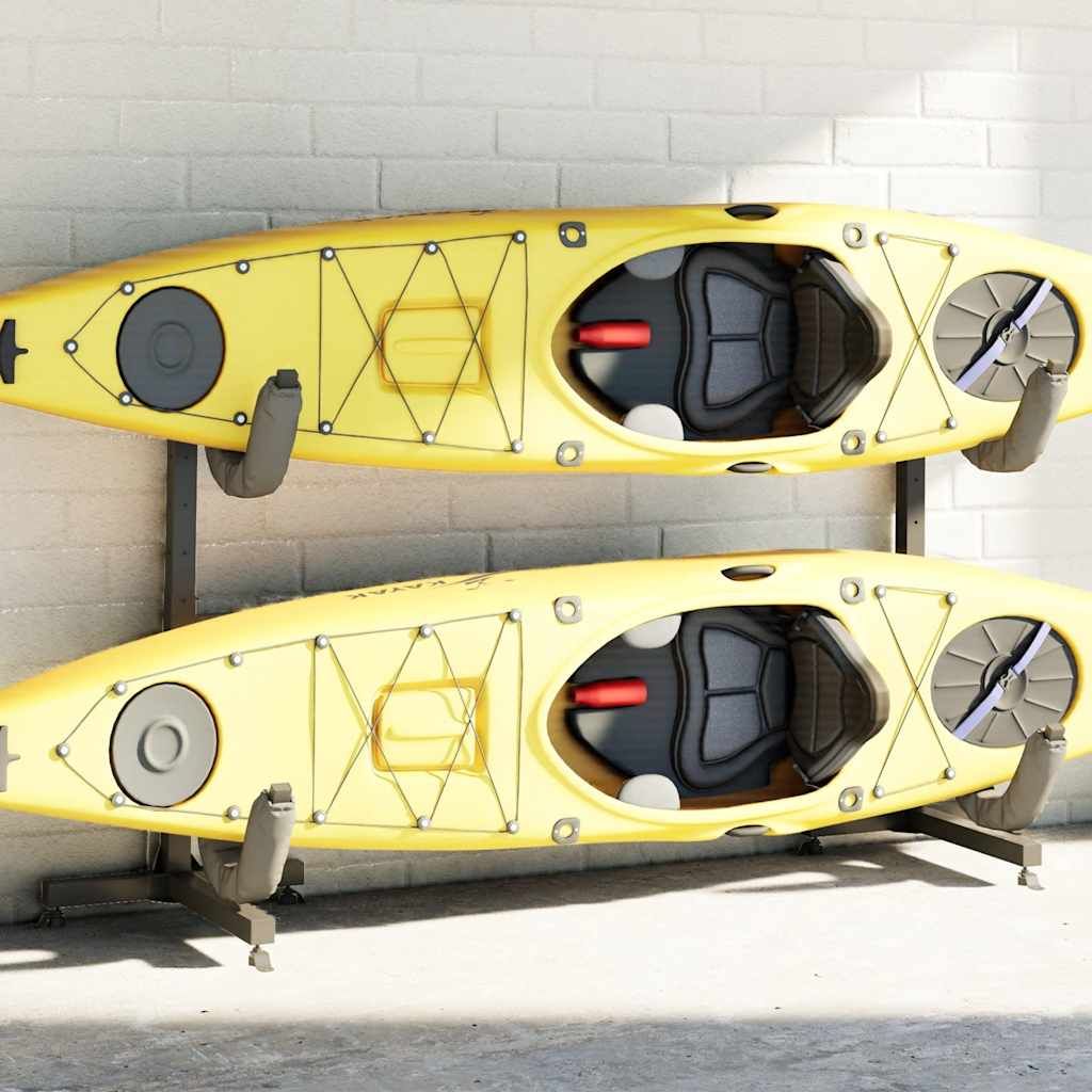 Rastrelliera Porta Kayak per 2 Kayak 250x57x127,5 cm in Acciaio vidaXL