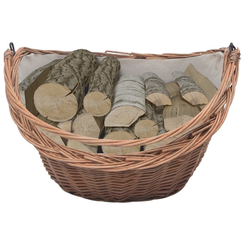 Cesta Legna da Ardere con Manico 60x44x55 cm Naturale in Salice vidaXL
