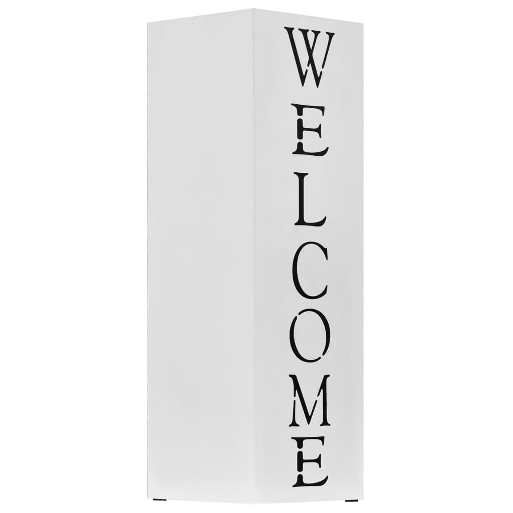 Porta Ombrelli Welcome in Acciaio Bianco vidaXL