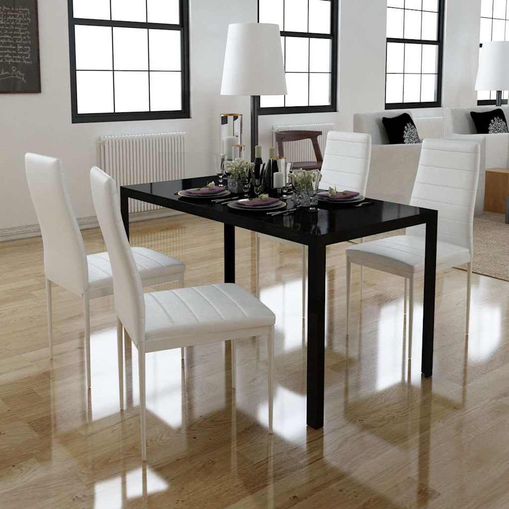 Set Tavolo da Pranzo 5 pz in Pelle Artificiale Nero e Bianco vidaXL