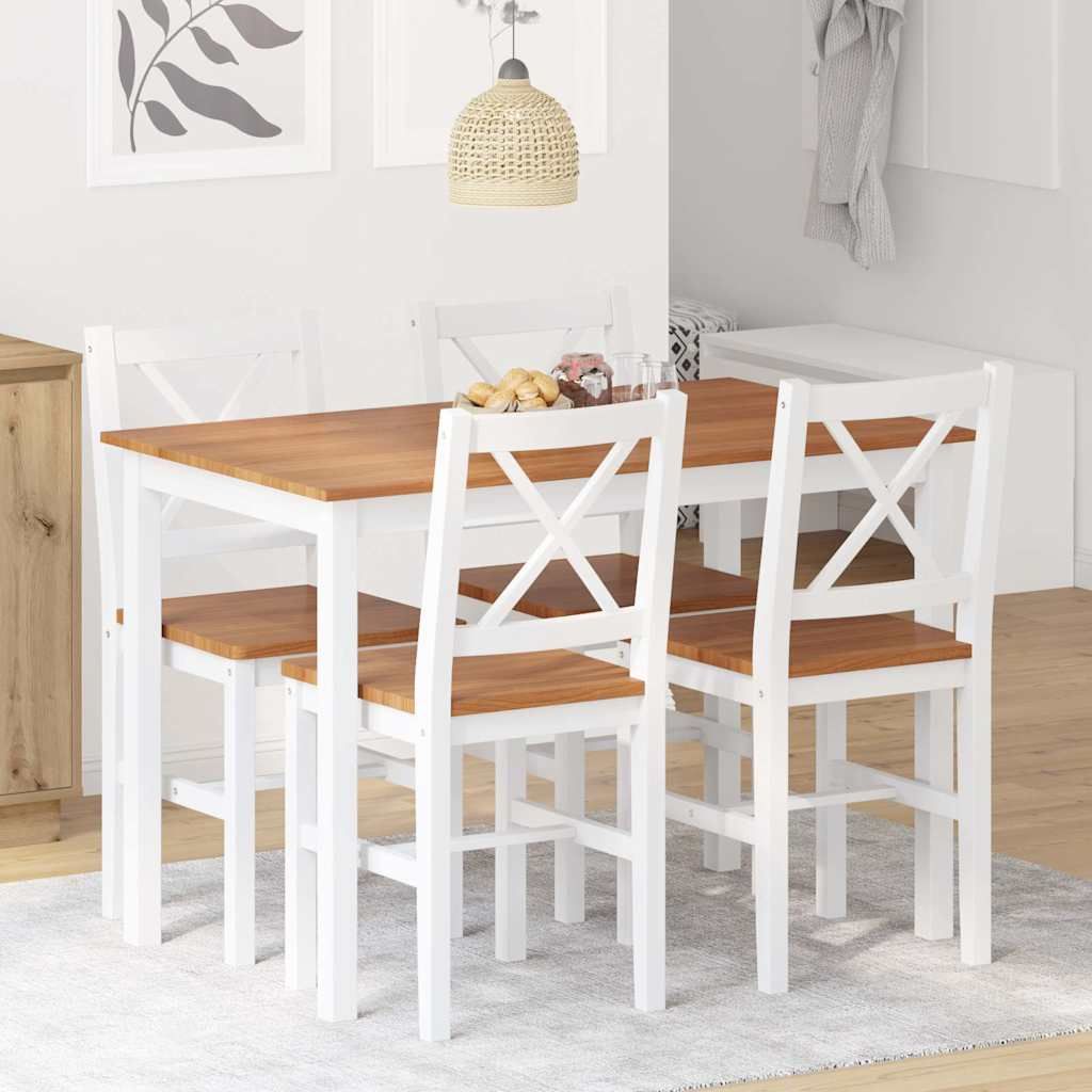 Set da Pranzo 5 pz Marrone e Bianco vidaXL
