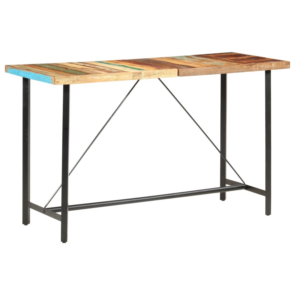 Set da Bar 9 pz in Legno Massello di Recupero Vera Pelle e Tela vidaXL