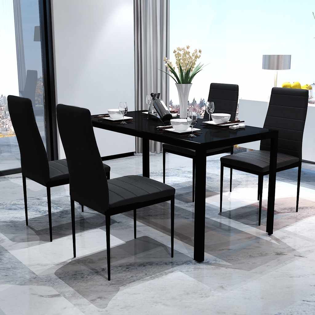 Set da Pranzo 5 pz in Pelle Artificiale Nero vidaXL