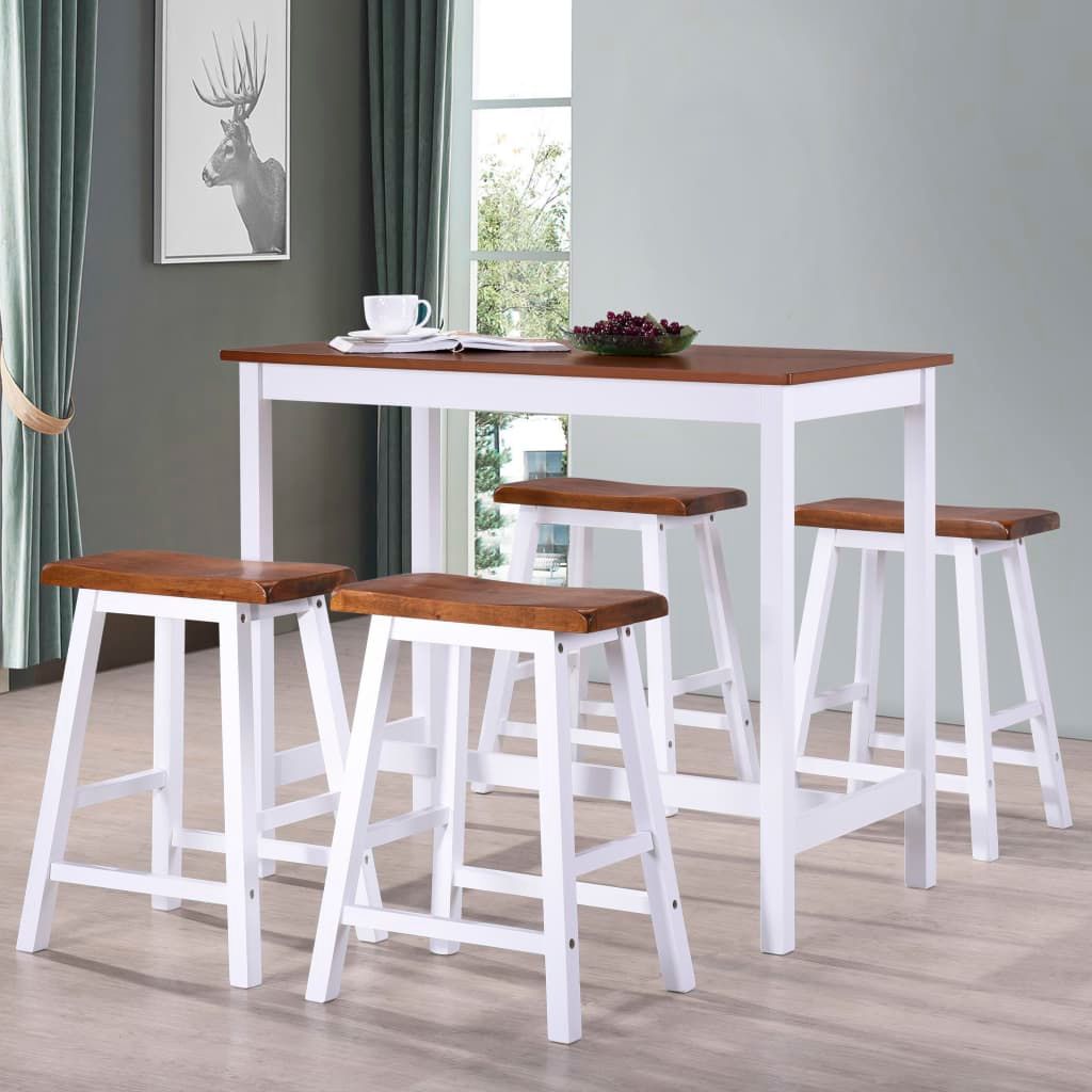 Set Tavolo da Bar e Sgabelli 5 pz in Legno Massello vidaXL
