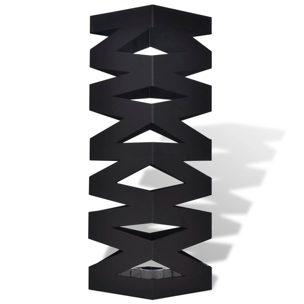 Portaombrelli Bastoni Passeggio Quadrato Acciaio 48,5 cm Nero vidaXL
