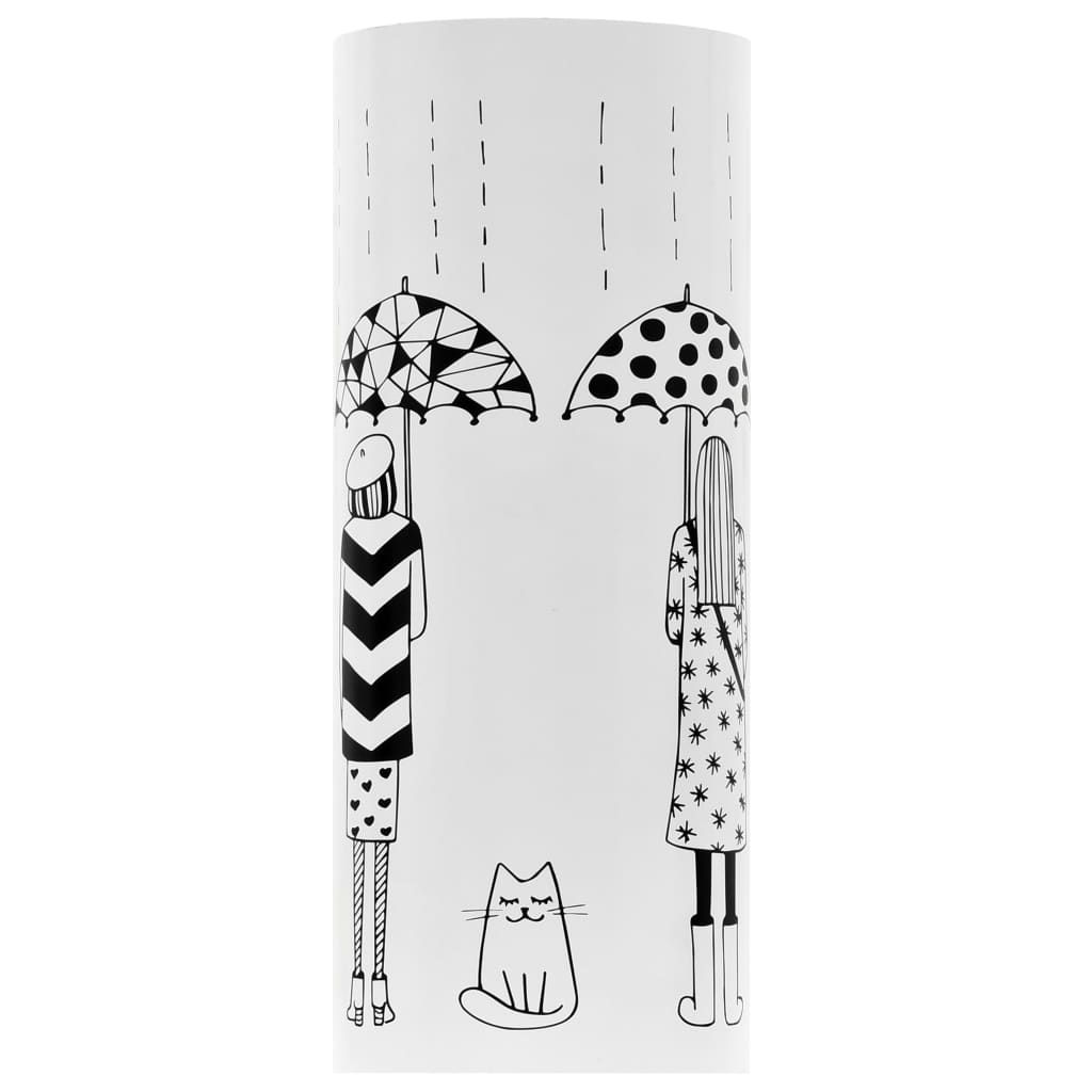 Porta Ombrelli con Disegni di Ragazze in Acciaio Bianco vidaXL