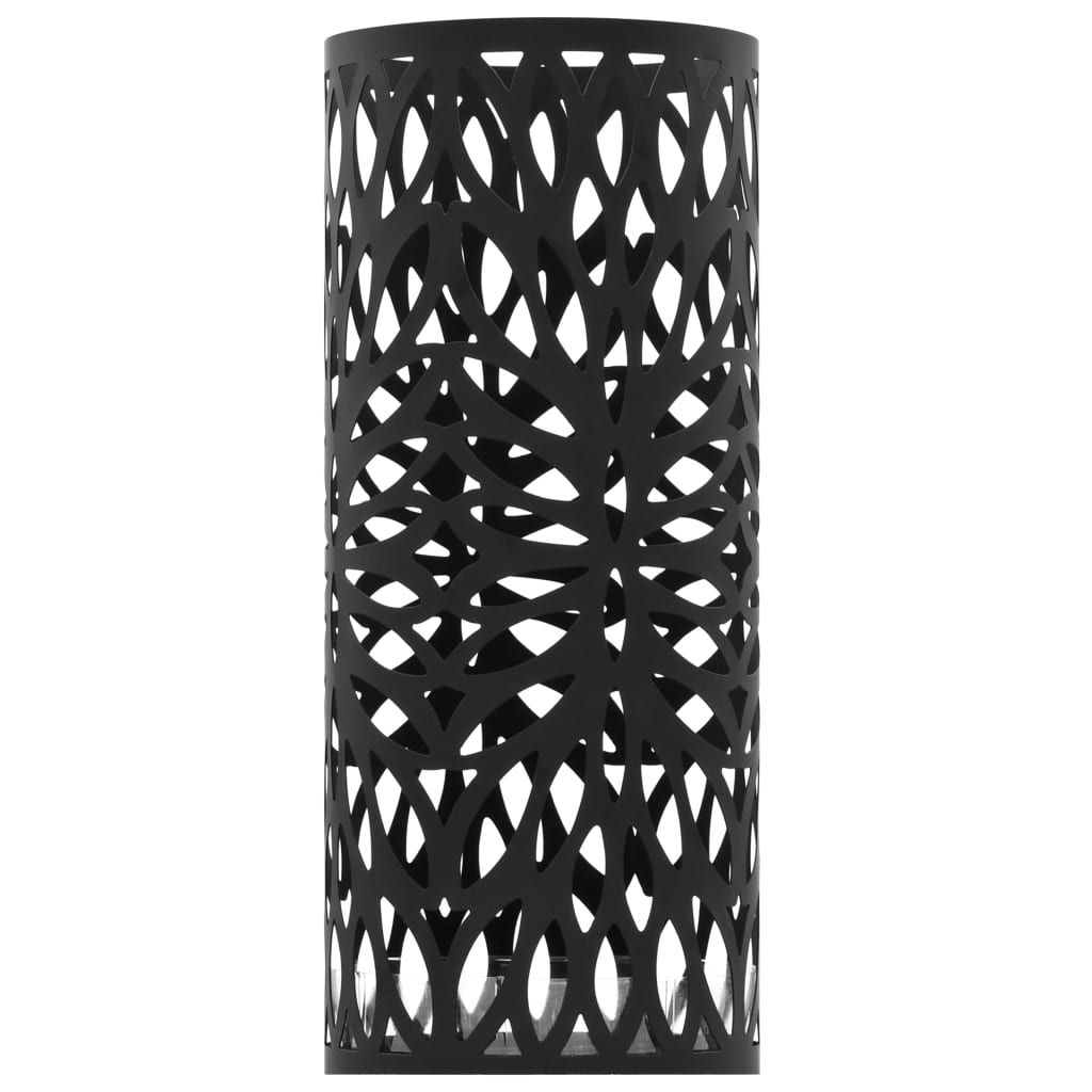 Porta Ombrelli con Motivi a Foglie in Acciaio Nero vidaXL
