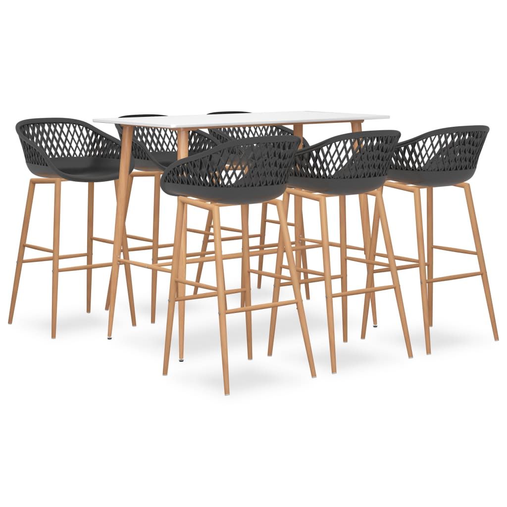 Set da Bar 7 pz Bianco e Grigio vidaXL