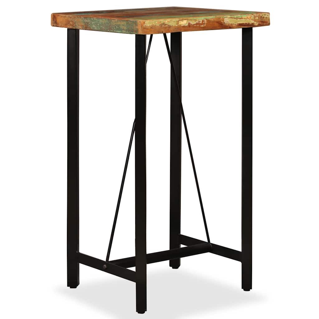 Set da Bar 3 pz in Legno Massello di Recupero e Vera Pelle vidaXL