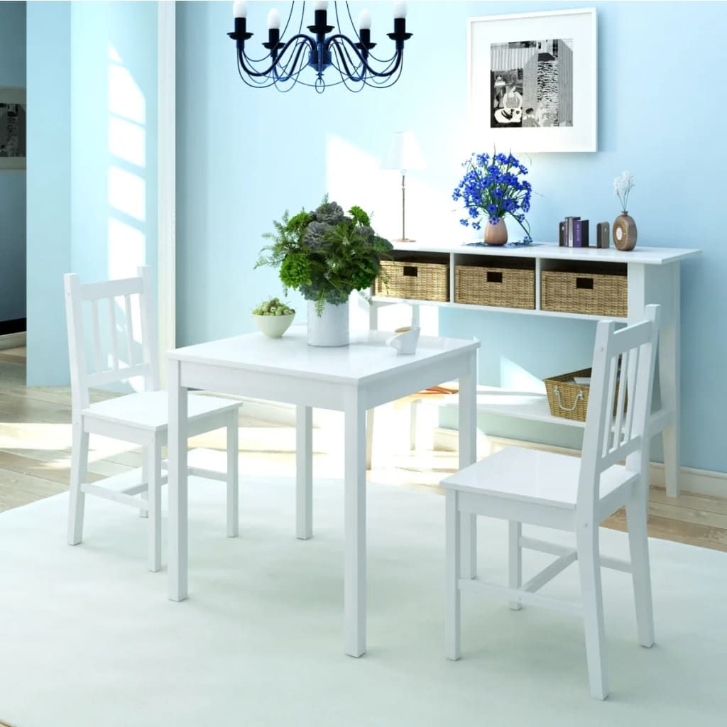 Set Tre Pezzi da Pranzo in Legno di Pino Bianco vidaXL