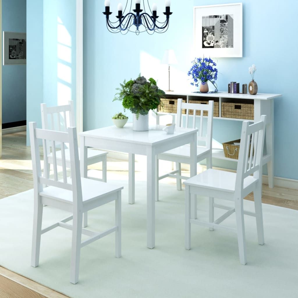 Set da Pranzo 5 pz in Legno di Pino Bianco vidaXL