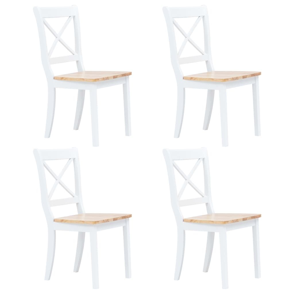 Set da Pranzo 5 pz in Legno Massello di Hevea Bianco e Marrone vidaXL
